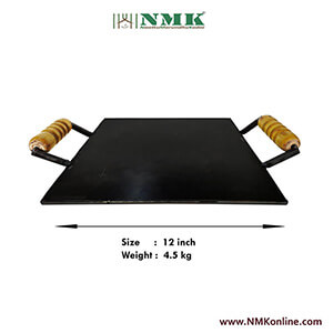 Pure Iron Square Dosa Tawa 12 inch | Wooden Handle 